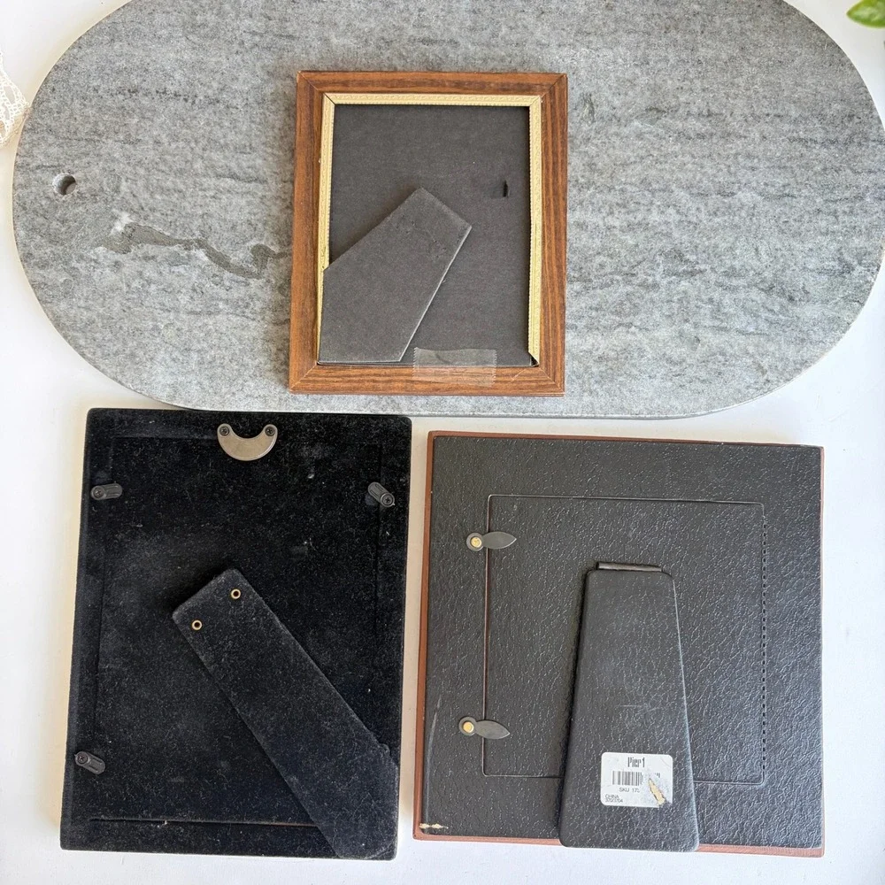 Vintage Picture Frame Set Gold Metal Wood Pier 1 Carved Textured 3 Piece Bundle